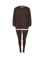 Шоколадно-коричневий - Yours Curve Co-Ord 2 In 1 & Leggings Set - Image 6 of 6