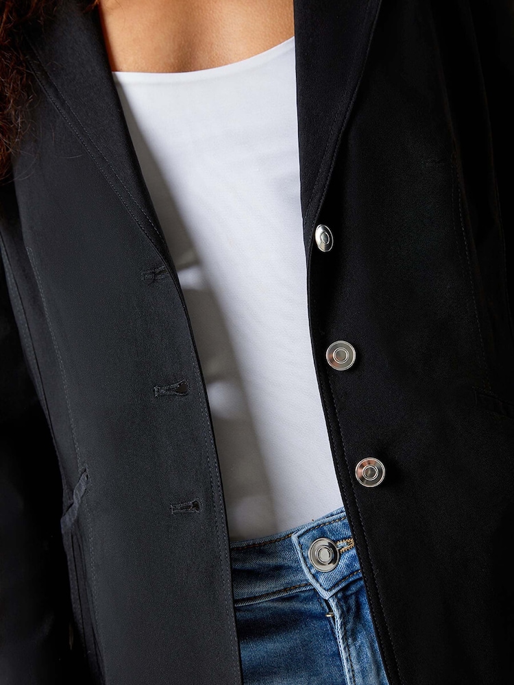 Roman Black Stretch Button Detail Blazer - Image 6 of 6