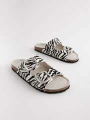 Zebra Forever Comfort® Leather Double Strap Footbed Sandals - Image 1 of 7