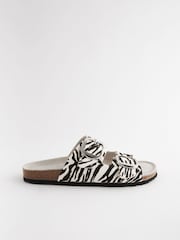 Zebra Forever Comfort® Leather Double Strap Footbed Sandals - Image 2 of 7