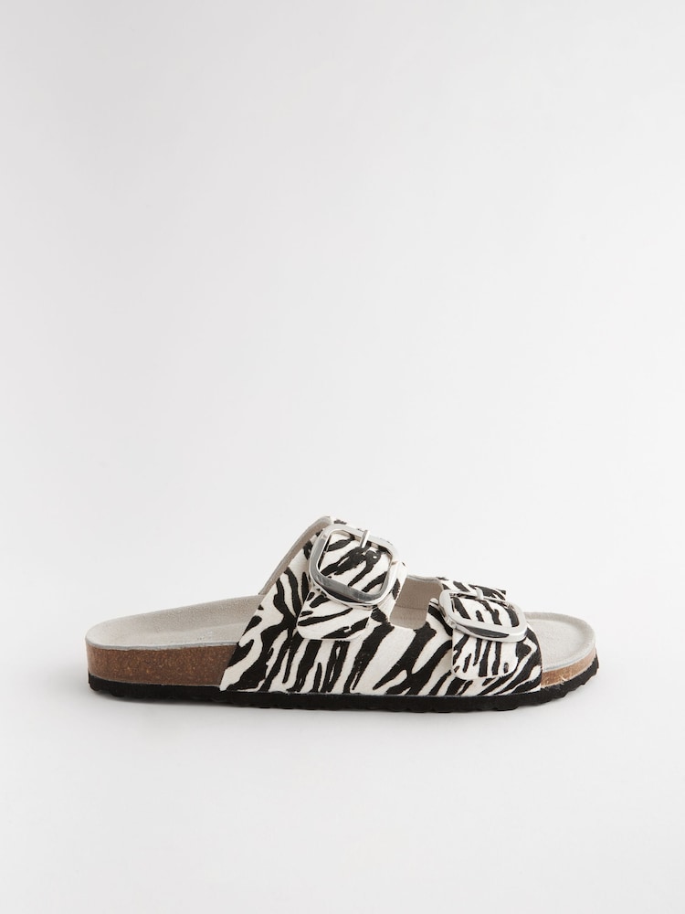 Zebra Forever Comfort® Leather Double Strap Footbed Sandals - Image 2 of 7