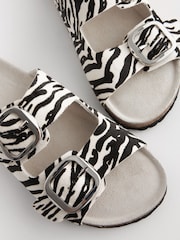 Zebra Forever Comfort® Leather Double Strap Footbed Sandals - Image 4 of 7