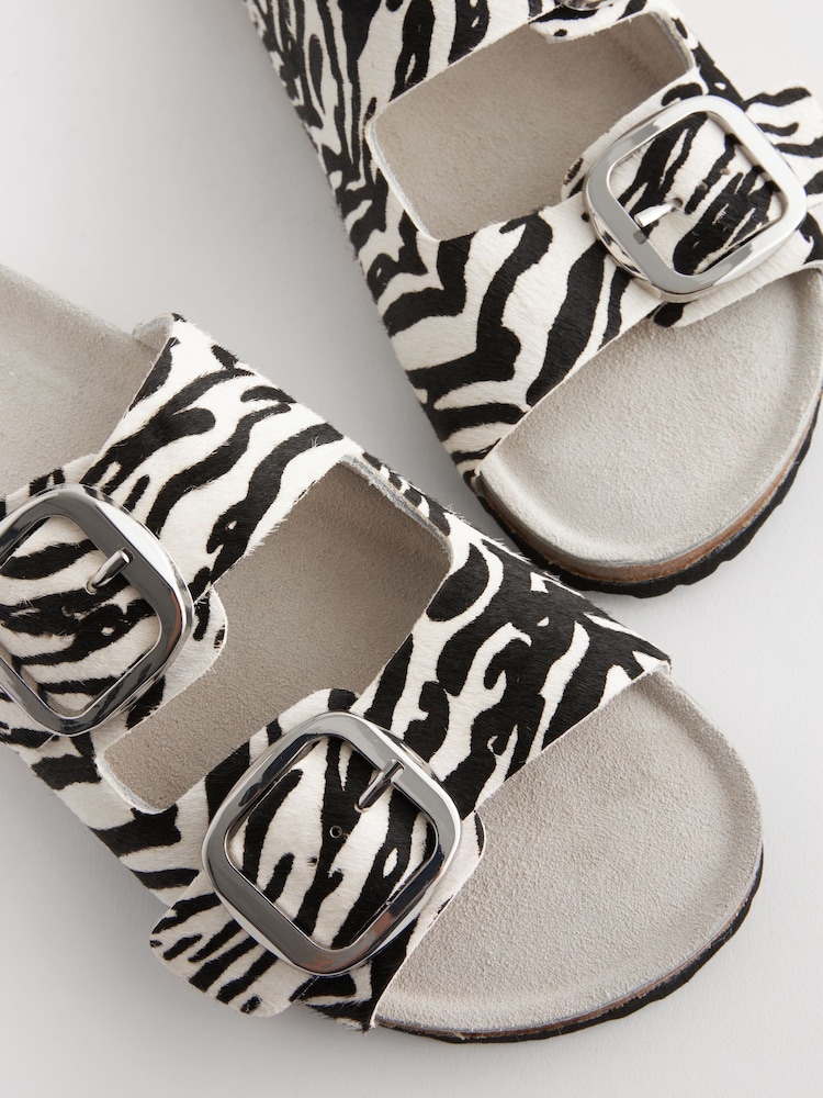 Zebra Forever Comfort® Leather Double Strap Footbed Sandals - Image 4 of 7