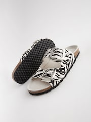Zebra Forever Comfort® Leather Double Strap Footbed Sandals - Image 5 of 7