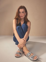 Zebra Forever Comfort® Leather Double Strap Footbed Sandals - Image 6 of 7