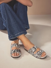 Zebra Forever Comfort® Leather Double Strap Footbed Sandals - Image 7 of 7