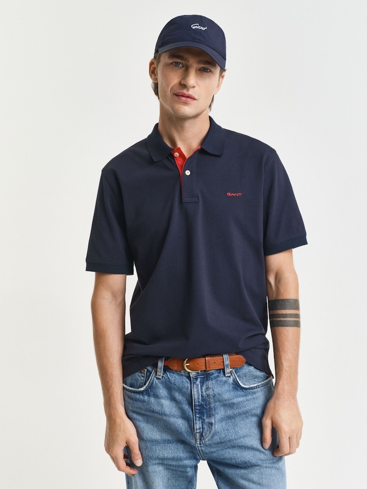 modra - Polo srajca s kontrastnim ovratnikom GANT - Slika 1 iz 5 modra - Polo srajca s kontrastnim ovratnikom GANT - Slika 1 iz 5