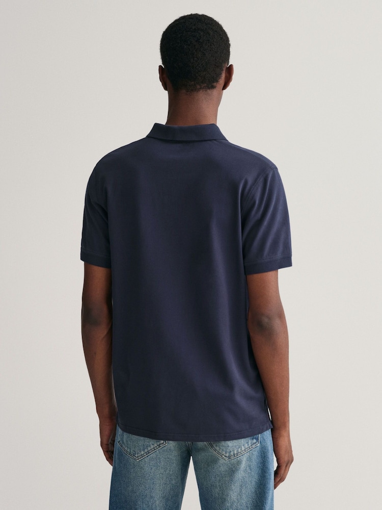 GANT Blue Contrast Collar Polo Shirt - Image 2 of 4