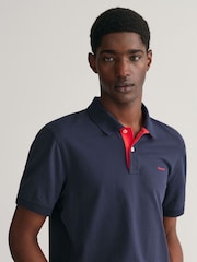 GANT Blue Contrast Collar Polo Shirt - Image 3 of 4