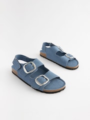 Denim Back Strap Footbed Sandals - Image 1 of 7