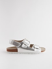 Silver Back Strap Leather Footbed Sandals - Image 5 of 8