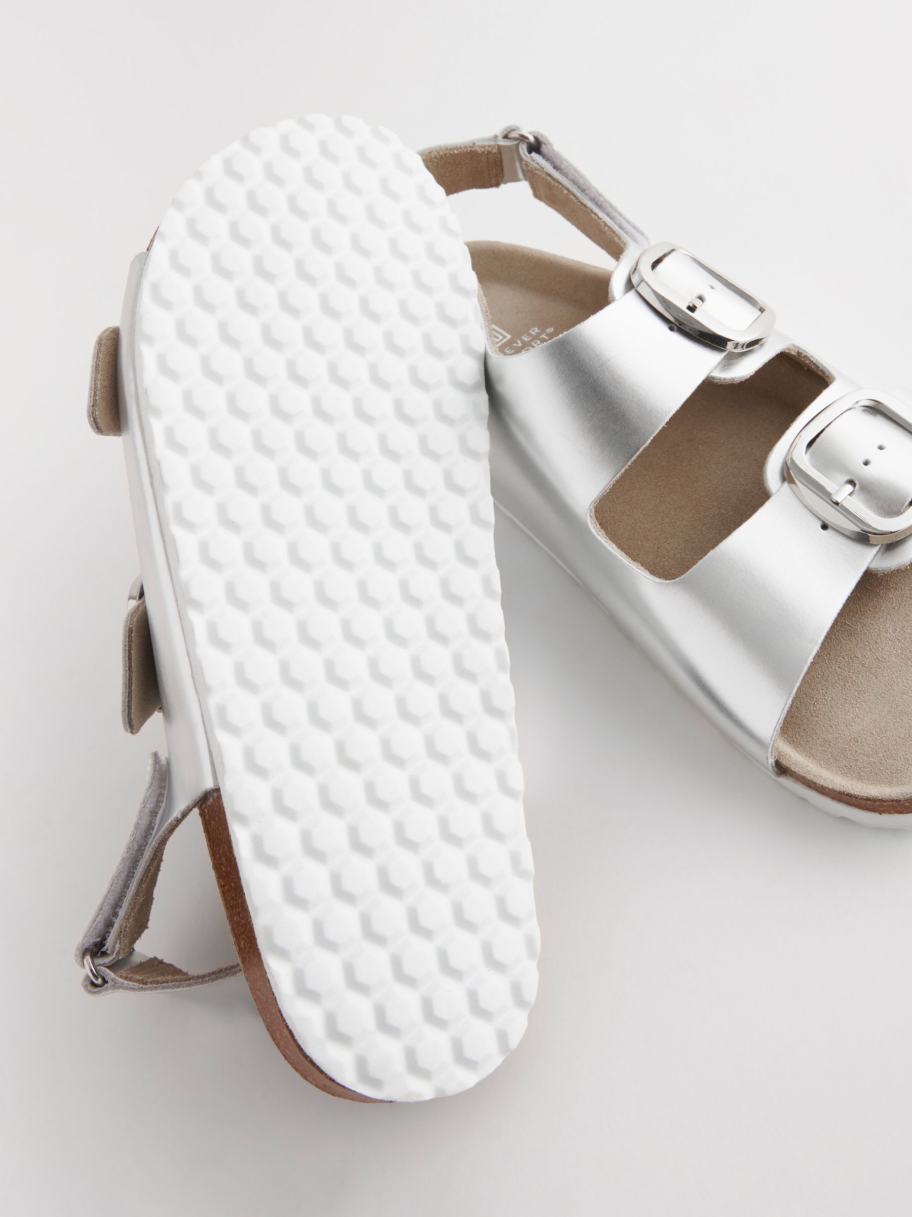 silver footbed sandals
