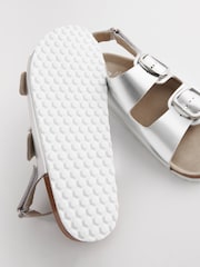 Silver Back Strap Leather Footbed Sandals - Image 6 of 8