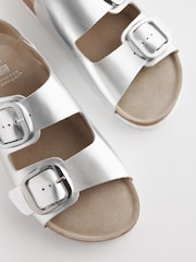 Silver Back Strap Leather Footbed Sandals - Image 7 of 8