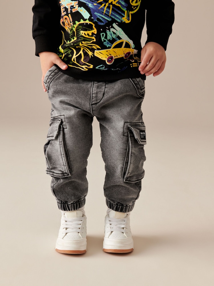 Grey Denim Comfort Cargo Jeans (3mths-7yrs) - Image 1 of 6