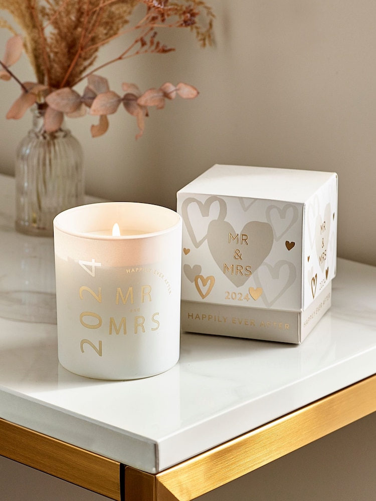 White Established In 2024 Wedding Boxed Candle - Image 1 of 7