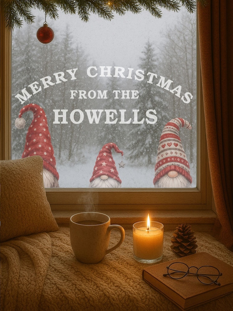 Personalised Merry Christmas Gonk Family Vinyl Window Sticker – Christmas Decoration by Loveabode - Image 2 of 4