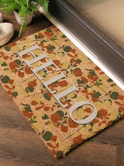Artsy Mats Brown Hello Floral Doormat - Image 2 of 13