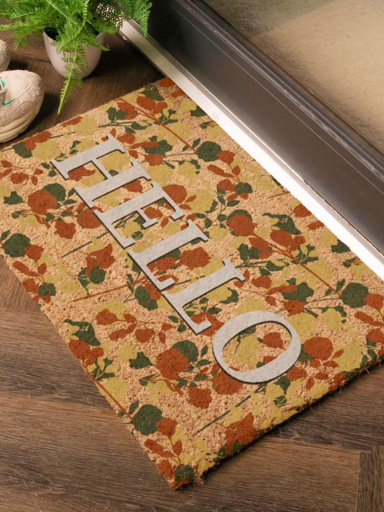 Artsy Mats Brown Hello Floral Doormat - Image 2 of 13 Artsy Mats Brown Hello Floral Doormat - Image 2 of 13
