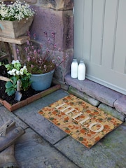 Artsy Mats Brown Hello Floral Doormat - Image 6 of 13