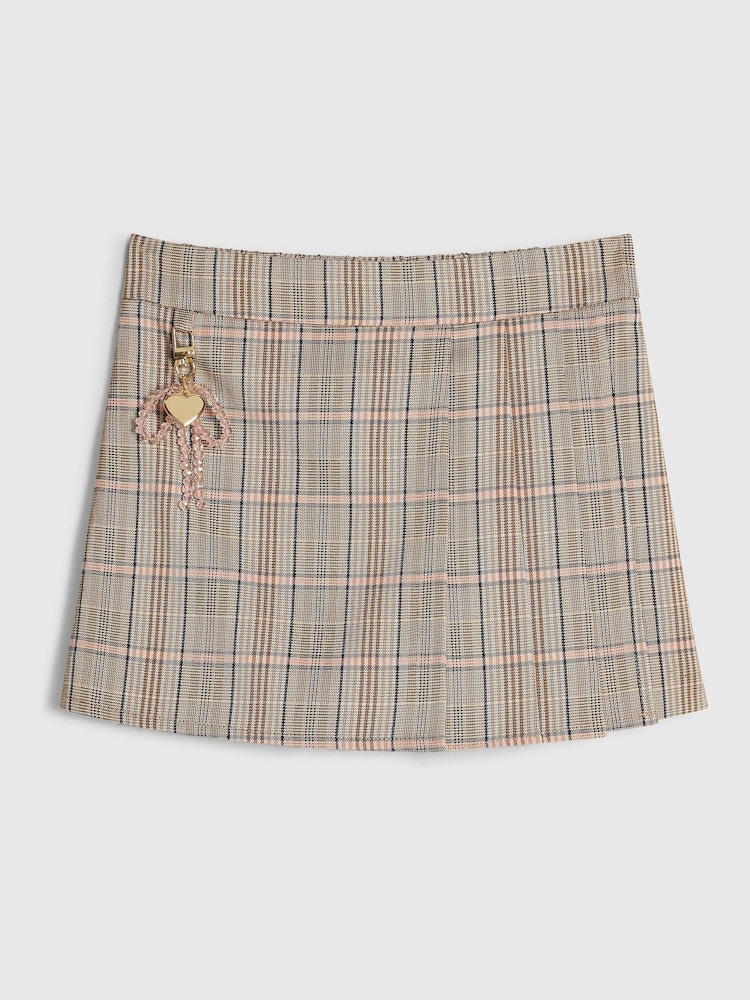 River Island Brown Checked Skorts with Keycharm - Image 1 of 3