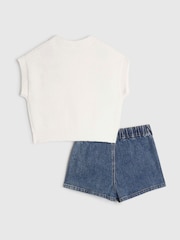 River Island White Knitted Flower Cardigan & Skort Set - Image 3 of 5