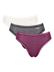 Sloggi Black/Purple/White High Leg GO Crush Knickers 3 Pack - Image 1 of 11