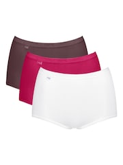 Sloggi Brown/Pink/White High Waist Basic+ Knickers 3 Pack - Image 1 of 9