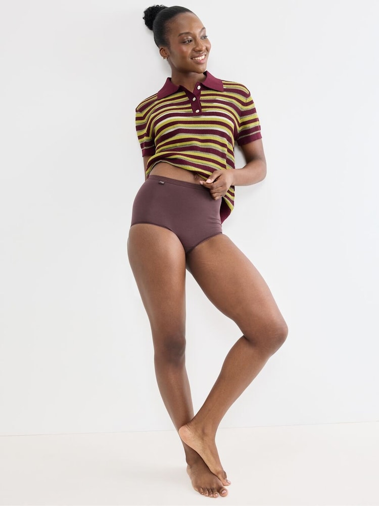 Sloggi Brown/Pink/White High Waist Basic+ Knickers 3 Pack - Image 2 of 9 Sloggi Brown/Pink/White High Waist Basic+ Knickers 3 Pack - Image 2 of 9