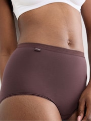 Sloggi Brown/Pink/White High Waist Basic+ Knickers 3 Pack - Image 5 of 9