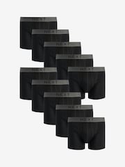 Black 10 pack A-Front Pure 100% Cotton Boxers - Image 1 of 4