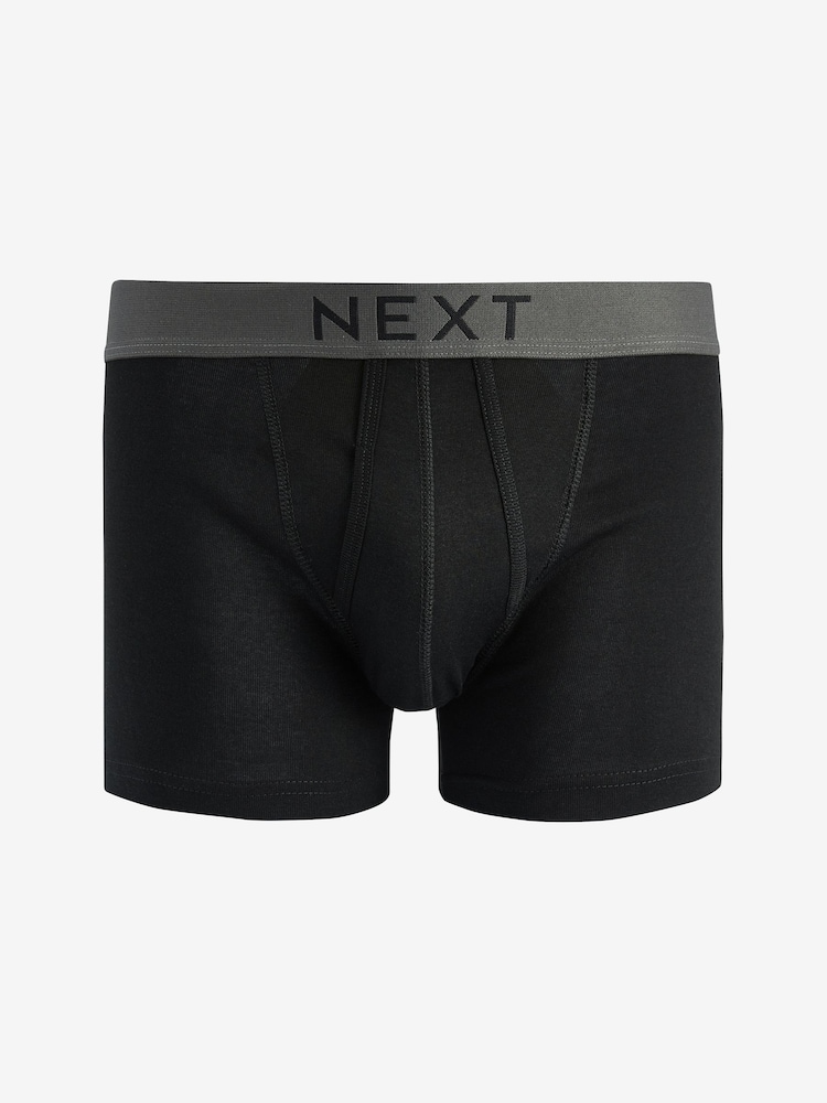 Black 10 pack A-Front Pure 100% Cotton Boxers - Image 2 of 4