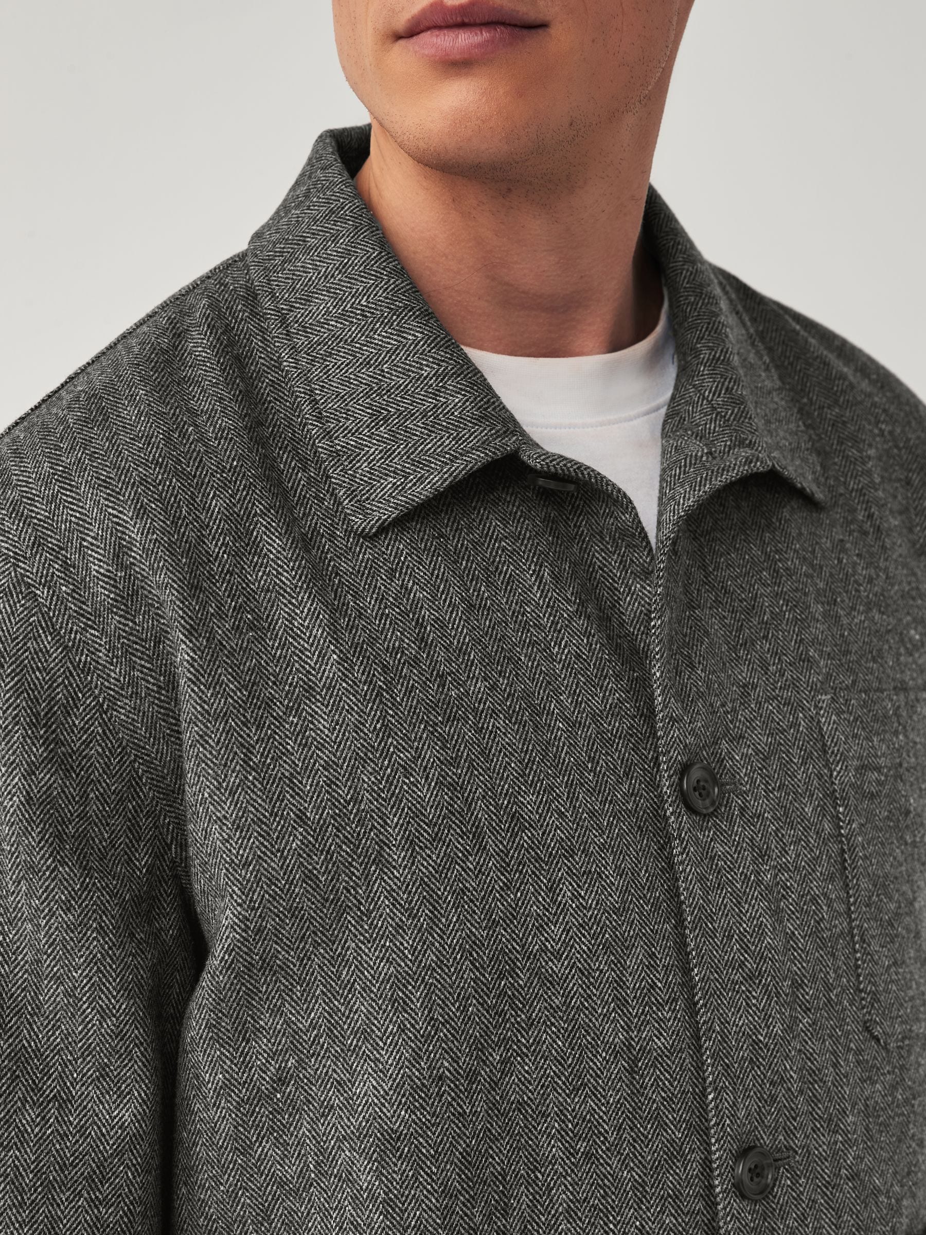 Buy Grey Nova Fides Italian Herringbone Chore Jacket from Next Luxembourg