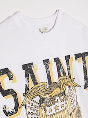 River Island lielizmēra Saint Club House grafiskais T-krekls - Attēls 3 no 4