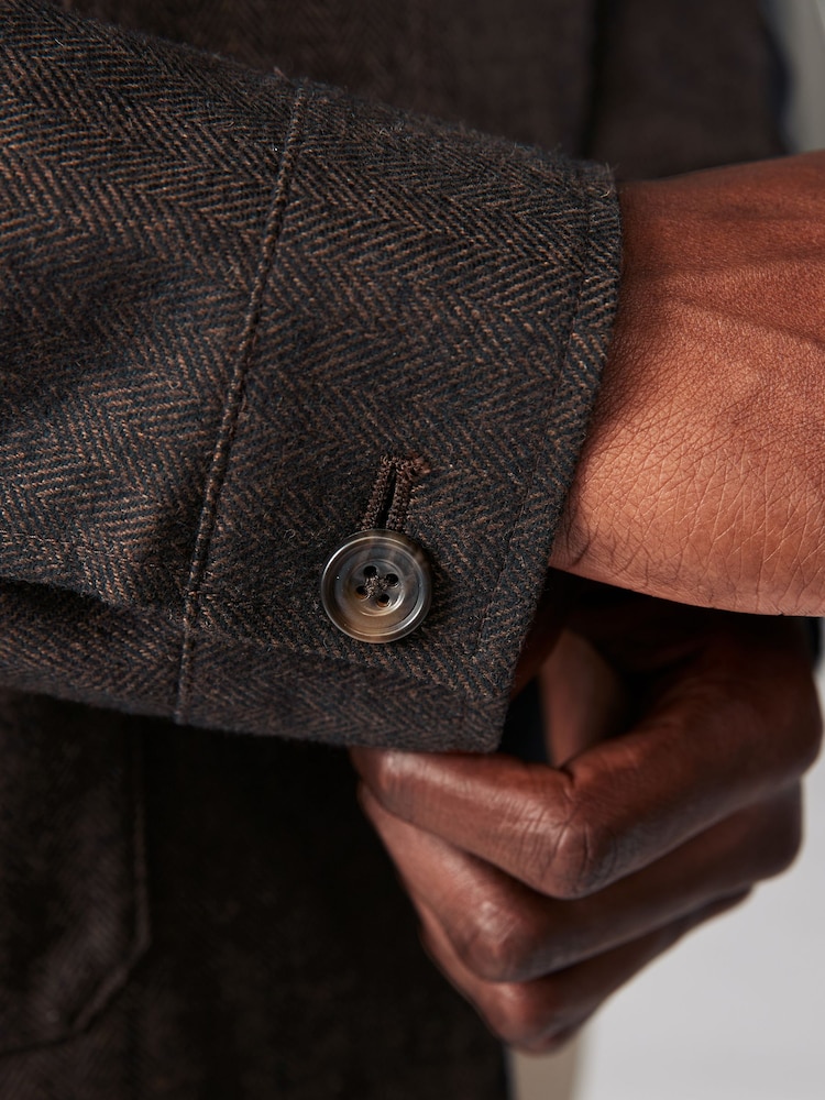 Brown Nova Fides Italian Herringbone Chore Jacket - Image 5 of 10