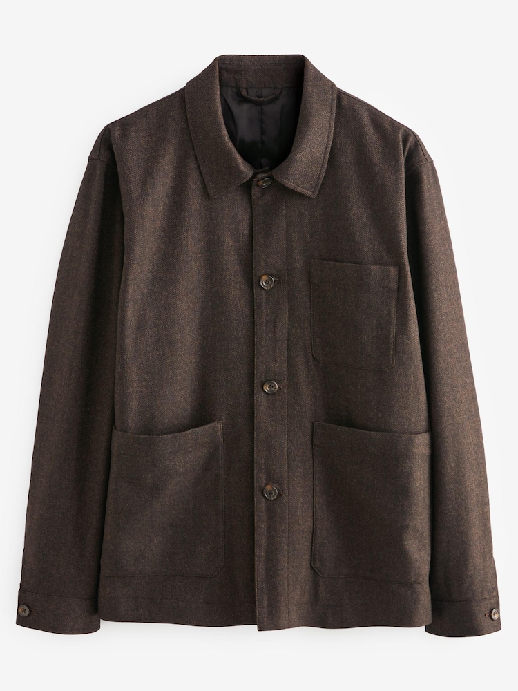 Brown Nova Fides Italian Herringbone Chore Jacket - Image 6 of 10
