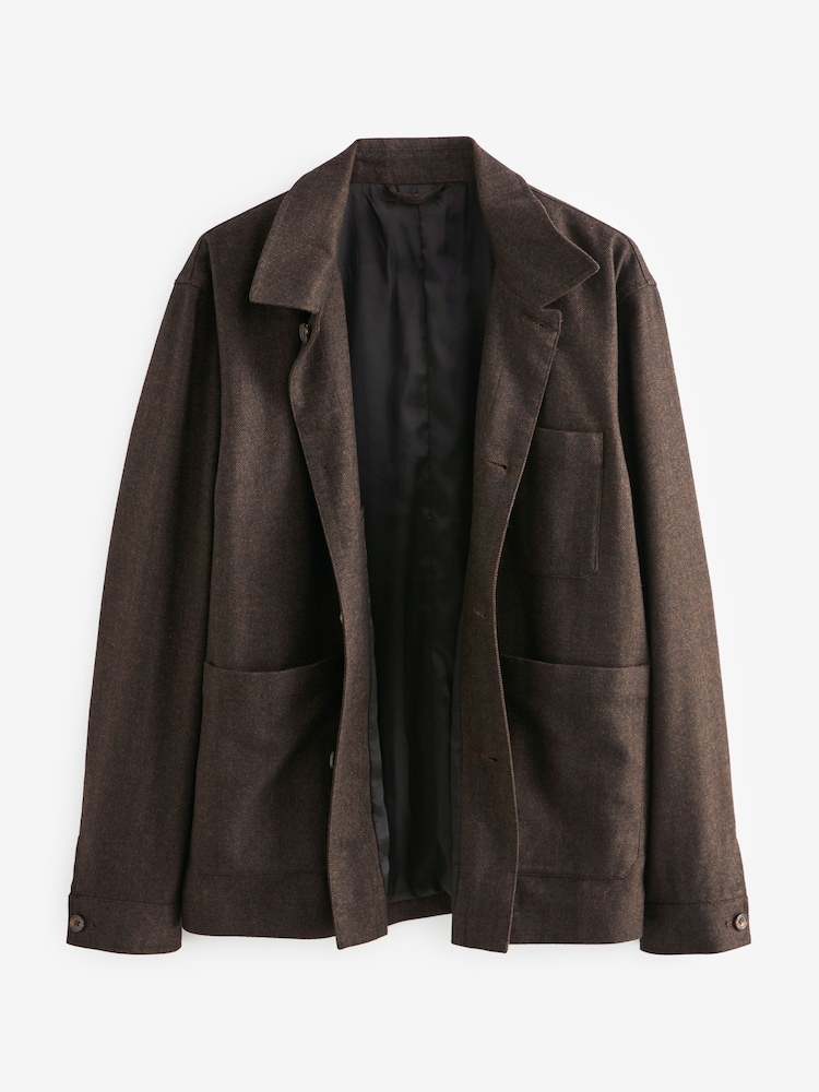 Brown Nova Fides Italian Herringbone Chore Jacket - Image 7 of 10