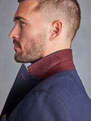 Navy Blue Tailored Signature TG Di Fabio Wool Rich Puppytooth Suit Jacket - Image 4 of 11