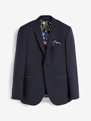 Navy Blue Tailored Signature TG Di Fabio Wool Rich Puppytooth Suit Jacket - Image 7 of 11