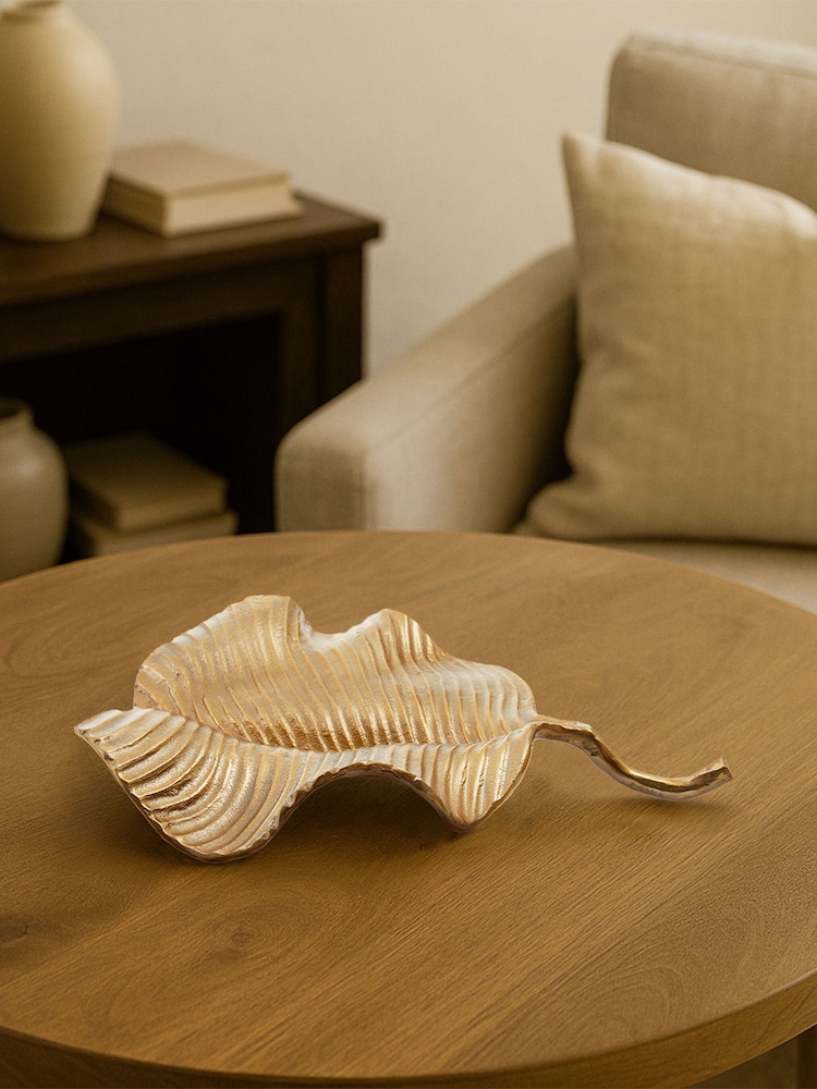 Fifty Five South Gold Prato Aluminium Leaf Dish - Image 2 of 3 Fifty Five South Gold Prato Aluminium Leaf Dish - Image 2 of 3