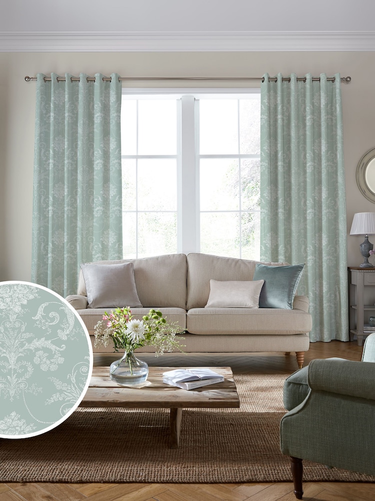 Laura Ashley Duck Egg Blue Josette Made to Measure Curtains - Image 2 of 9