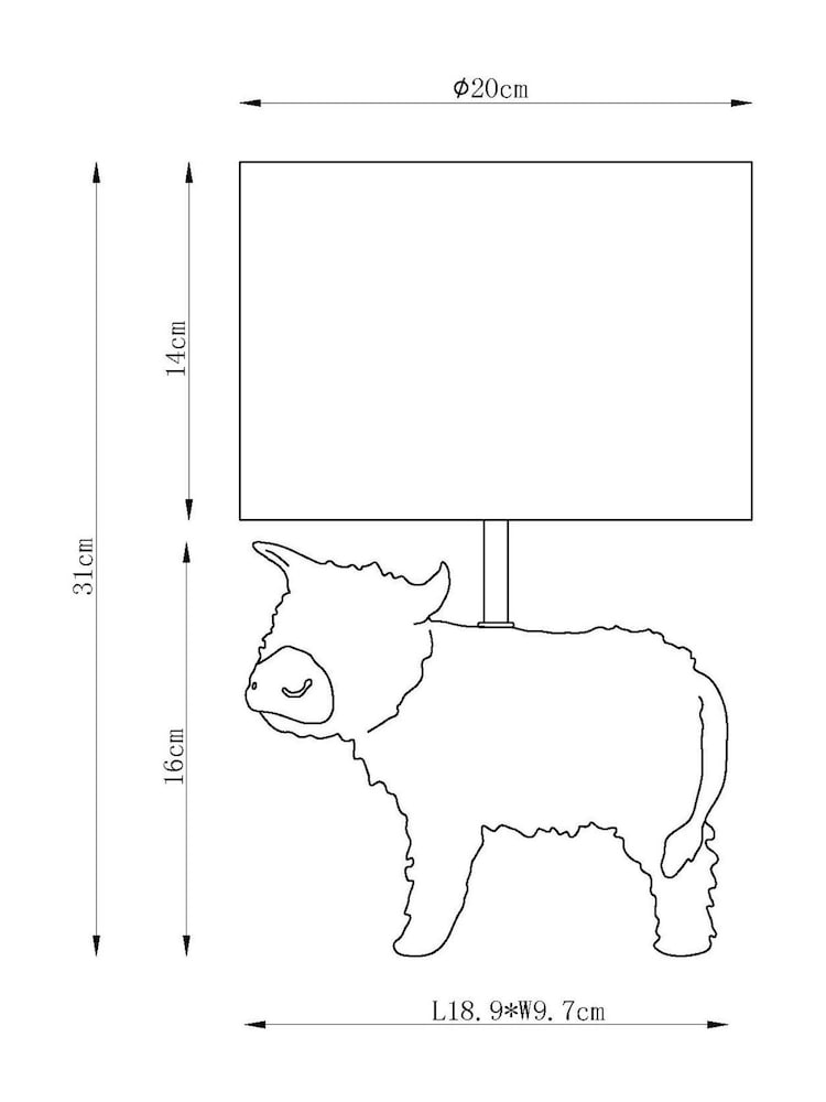 Natural Hamish The Highland Cow Table Lamp - Image 8 of 8 Natural Hamish The Highland Cow Table Lamp - Image 8 of 8