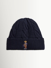 Polo Ralph Lauren Blue Bear Knit Beanie - Image 1 of 2