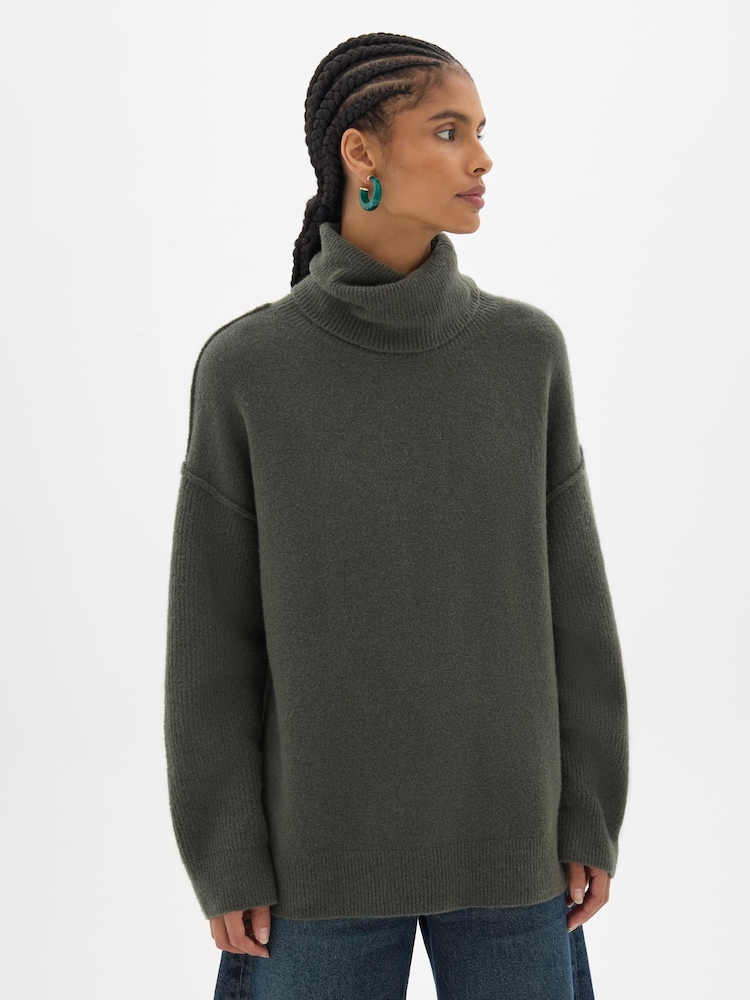 Hush Green Meryl Wool Blend Roll Neck Jumper - Image 1 of 6 Hush Green Meryl Wool Blend Roll Neck Jumper - Image 1 of 6