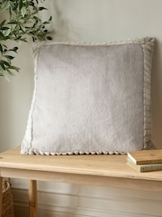 Catherine Lansfield Natural Velvet and Faux Fur Soft and Cosy Cushion - Image 1 of 3