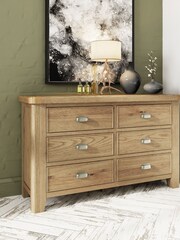 K Interiors Brown Embleton Solid Wood 6 Drawer Chest of Drawers - Image 1 of 4
