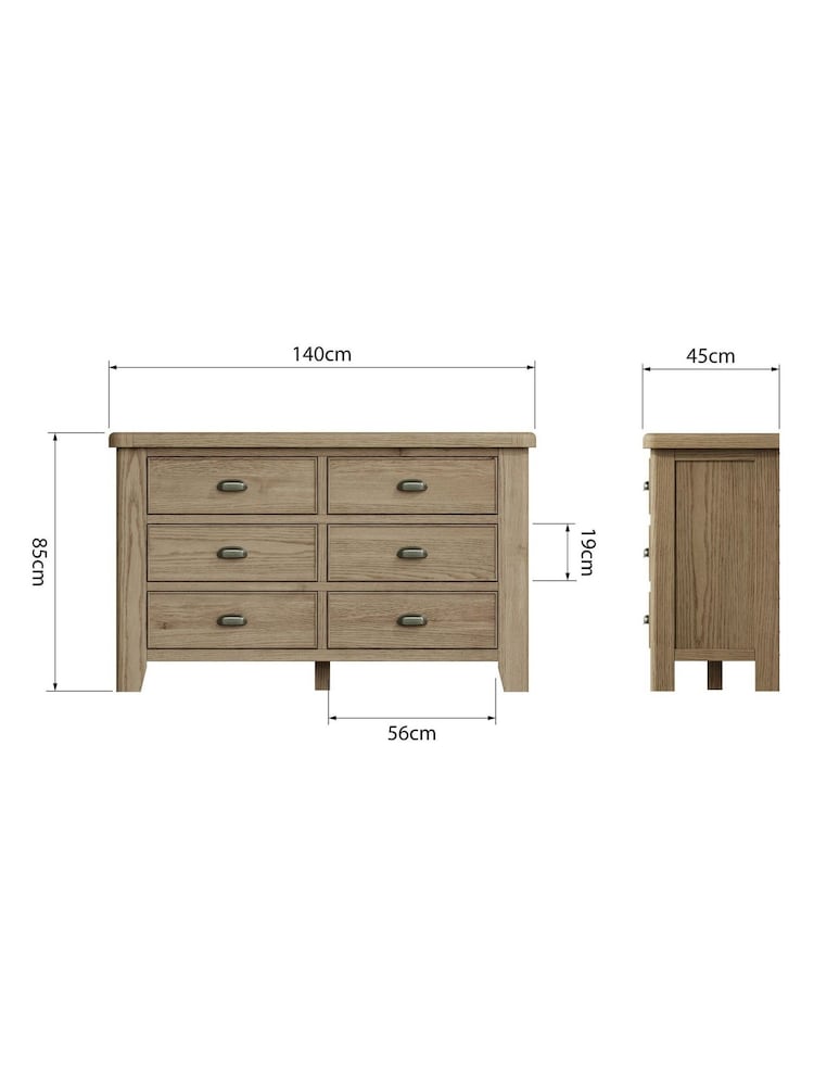 K Interiors Brown Embleton Solid Wood 6 Drawer Chest of Drawers - Image 4 of 4