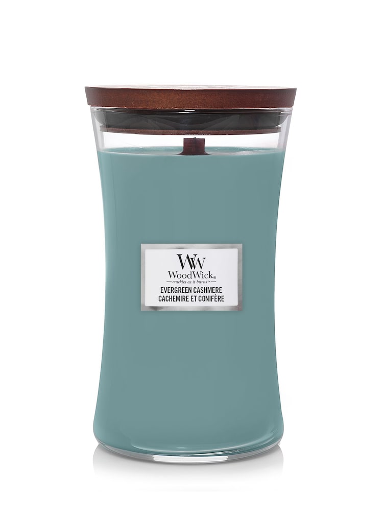 Woodwick Blue Large Evergreen Cashmere Scented Jar Candle - Image 2 of 3