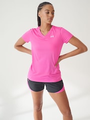 Under Armour Bright Pink Tech V Neck T-Shirt - Image 1 of 7