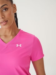 Under Armour Bright Pink Tech V Neck T-Shirt - Image 5 of 7